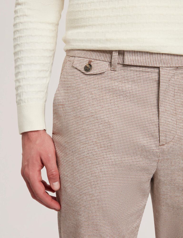 Pantaloni Barbati Ted Baker Handly - Micro Houndstooth Slim Fit Pants Gri Maro | 102453-WFK