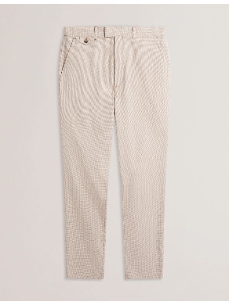Pantaloni Barbati Ted Baker Handly - Micro Houndstooth Slim Fit Pants Gri Maro | 102453-WFK