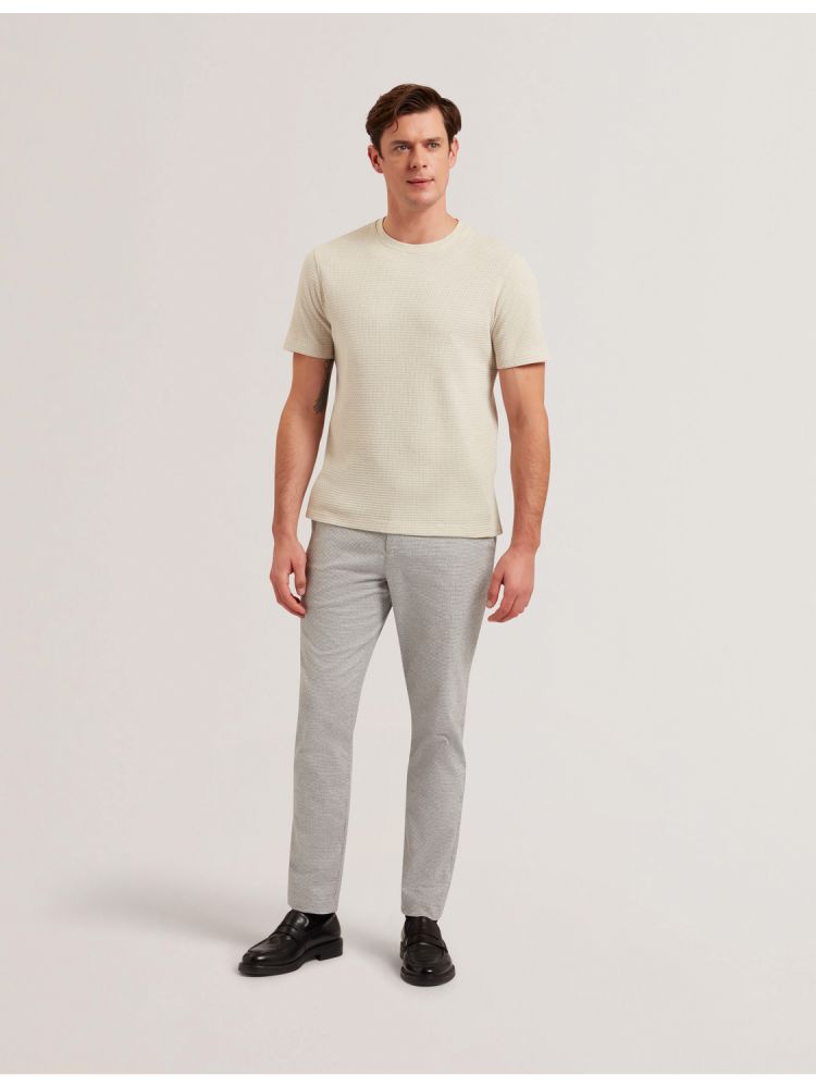 Pantaloni Barbati Ted Baker Handly - Micro Houndstooth Slim Fit Trouser Gri | 036172-NTY