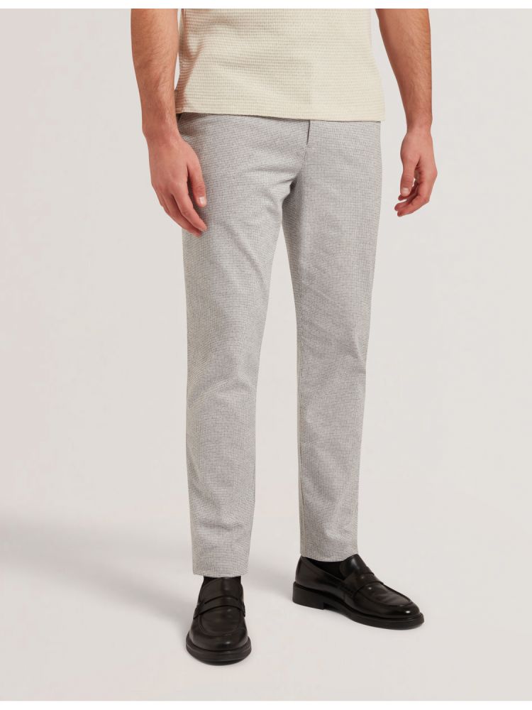 Pantaloni Barbati Ted Baker Handly - Micro Houndstooth Slim Fit Trouser Gri | 036172-NTY