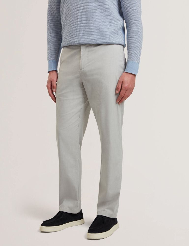 Pantaloni Barbati Ted Baker Jackus - Regular Fit Cotton Blend Chino Trousers Gri | 241983-OTW