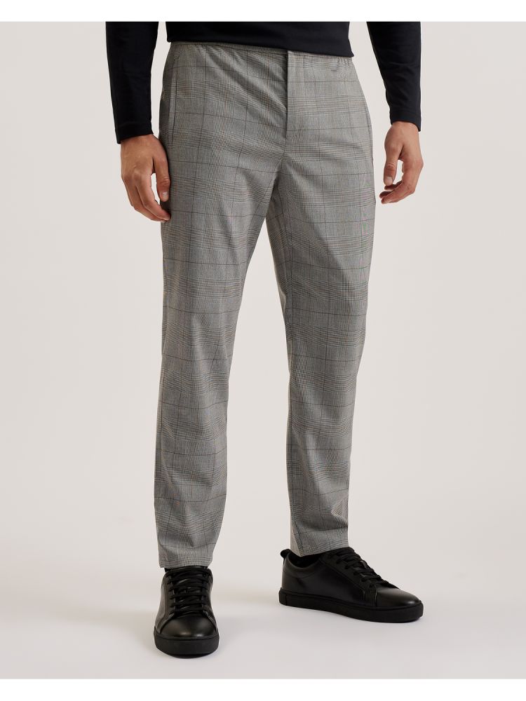 Pantaloni Barbati Ted Baker Nicolo - Checked Elastic Waist Tailored Trousers Gri | 510736-OQA