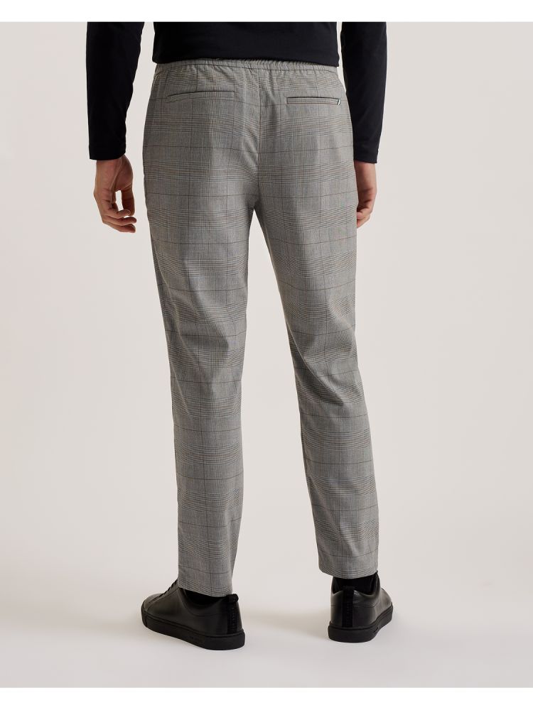 Pantaloni Barbati Ted Baker Nicolo - Checked Elastic Waist Tailored Trousers Gri | 510736-OQA