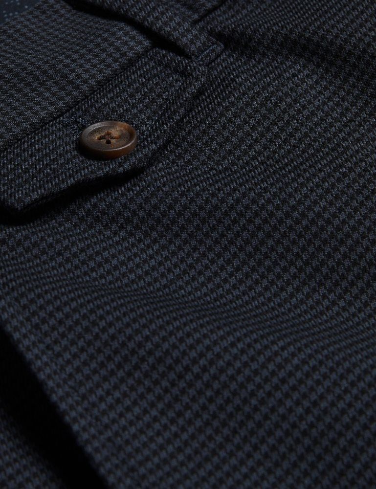 Pantaloni Barbati Ted Baker Nounds - Puppytooth Pattern Slim Fit Trousers Bleumarin | 581406-YVQ