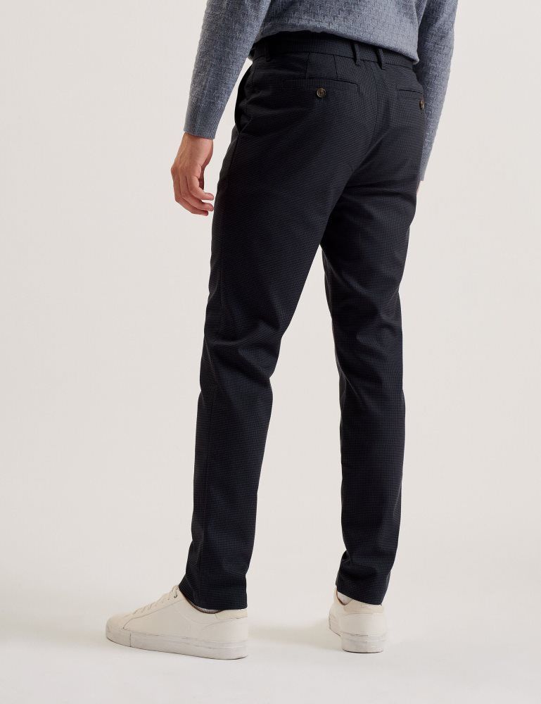 Pantaloni Barbati Ted Baker Nounds - Puppytooth Pattern Slim Fit Trousers Bleumarin | 581406-YVQ