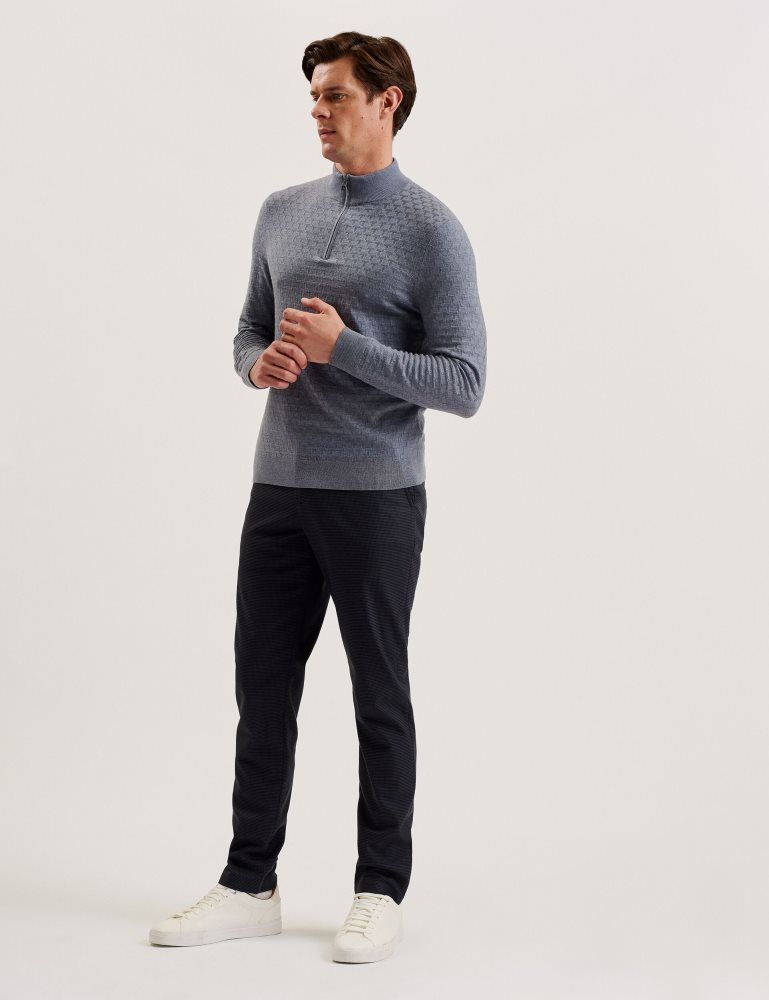 Pantaloni Barbati Ted Baker Nounds - Puppytooth Pattern Slim Fit Trousers Bleumarin | 581406-YVQ