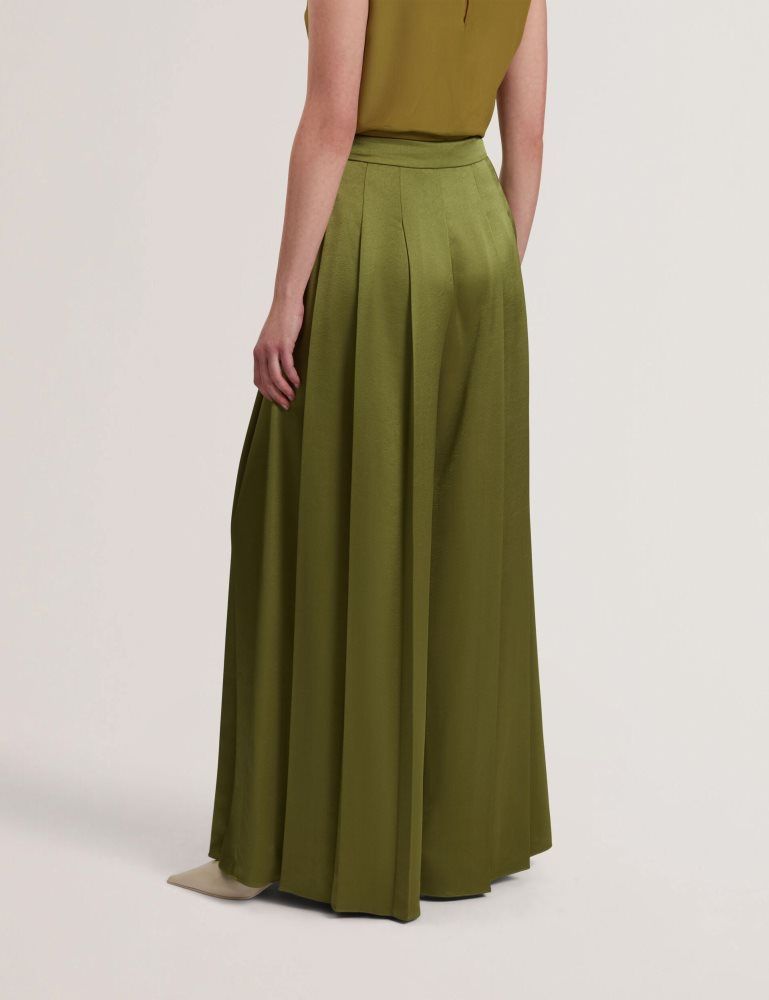 Pantaloni Scurti Dama Ted Baker Duuva - Satin Box Pleat Wide Leg Trousers Verzi | 830456-YSB
