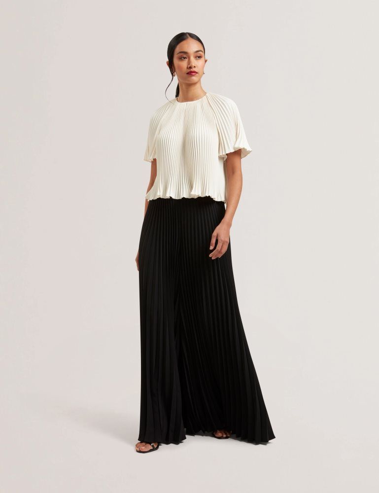 Pantaloni Scurti Dama Ted Baker Haryx - Pleated Wide Leg Palazzo Trousers Negrii | 819430-XLQ