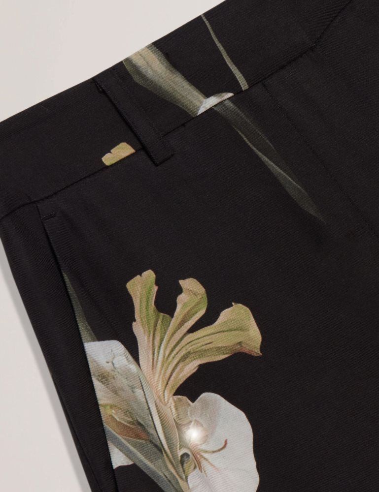 Pantaloni Scurti Dama Ted Baker Haydie - Floral Print Wide Leg Tailored Trousers Negrii | 168509-RCN