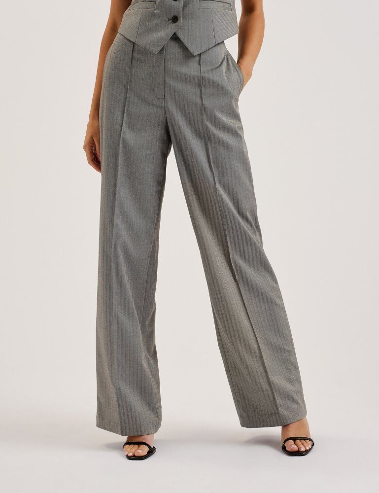 Pantaloni Scurti Dama Ted Baker Koat - Herringbone Wide Leg Tailored Trousers Gri | 401528-IOP