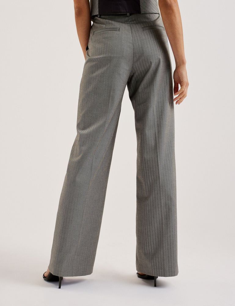Pantaloni Scurti Dama Ted Baker Koat - Herringbone Wide Leg Tailored Trousers Gri | 401528-IOP