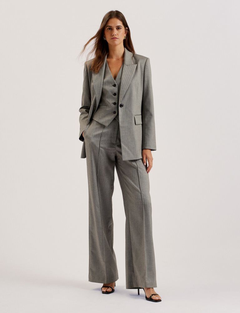 Pantaloni Scurti Dama Ted Baker Koat - Herringbone Wide Leg Tailored Trousers Gri | 401528-IOP