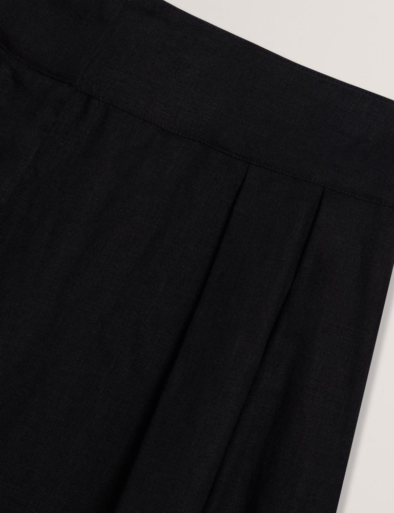 Pantaloni Scurti Dama Ted Baker Kyfaat - Pure Linen Tailored Wide Leg Trousers Negrii | 482569-ZOH
