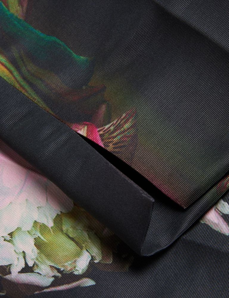 Pantaloni Scurti Dama Ted Baker Okunit - Tapered Leg Floral Print Tailored Trousers Negrii | 564238-VDG