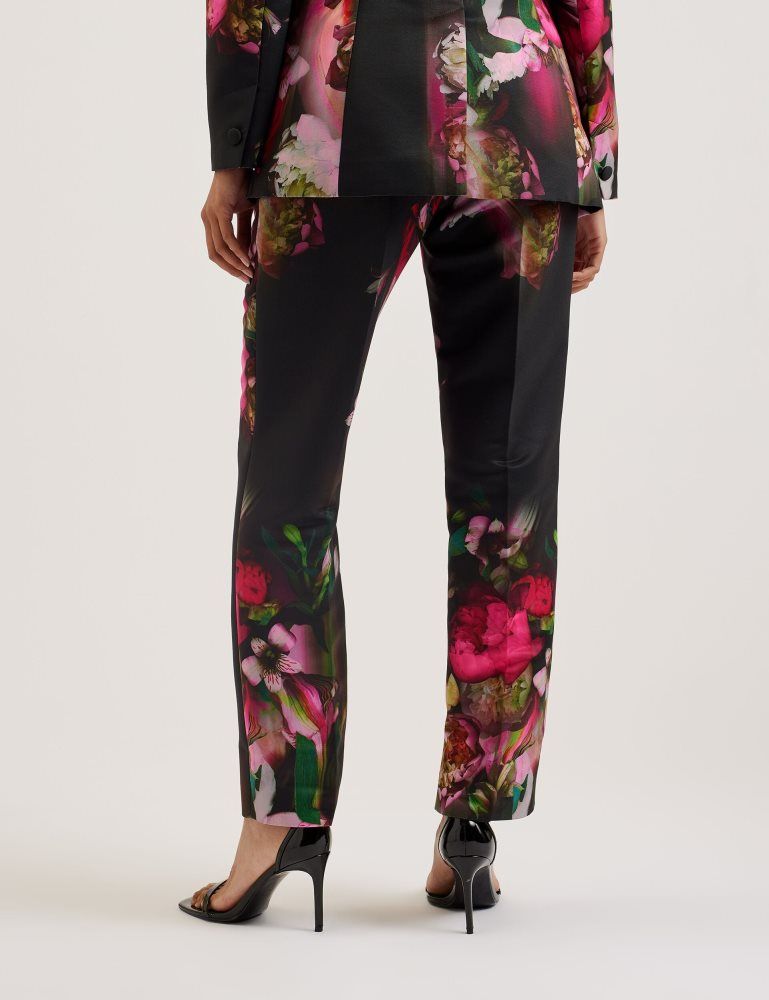 Pantaloni Scurti Dama Ted Baker Okunit - Tapered Leg Floral Print Tailored Trousers Negrii | 564238-VDG