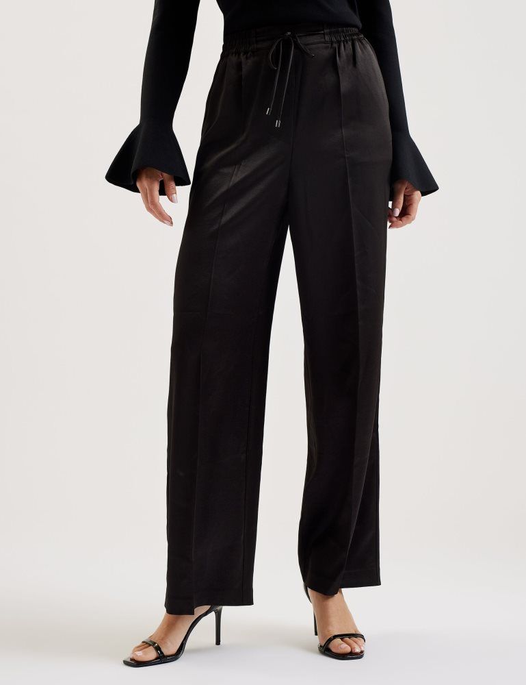 Pantaloni Scurti Dama Ted Baker Umaibo - Satin Wide Leg Drawstring Joggers Negrii | 089315-PXR
