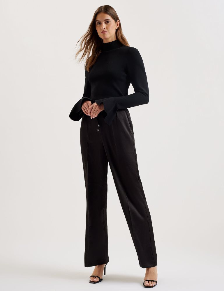 Pantaloni Scurti Dama Ted Baker Umaibo - Satin Wide Leg Drawstring Joggers Negrii | 089315-PXR