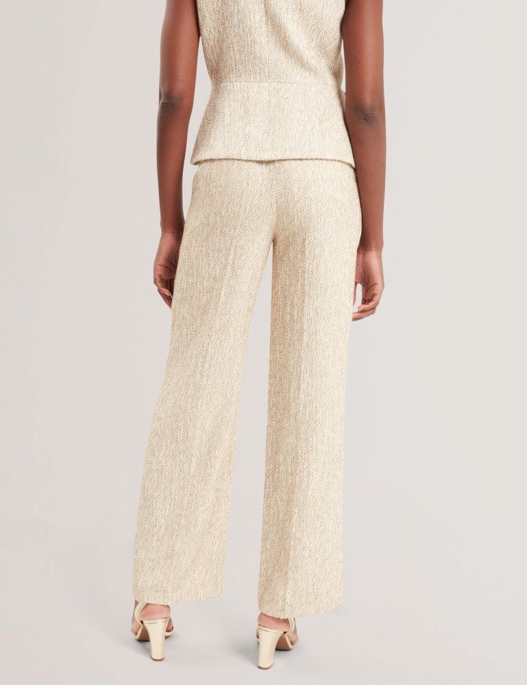Pantaloni Scurti Dama Ted Baker Vulpat - Boucle Herringbone Wide Leg Tailored Trousers Albi | 540169-MWS