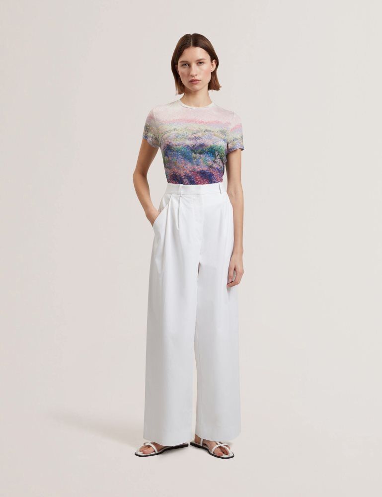 Pantaloni Scurti Dama Ted Baker Zozia - Pleated High Waist Wide Leg Trousers Albi | 795418-OXN