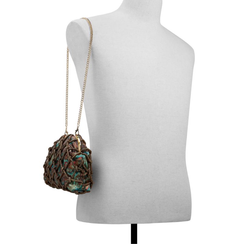 Poșete Dama Ted Baker Kylar - Crystal Cage Printed Satin Clutch Bag Masline Verzi | 027649-KIQ