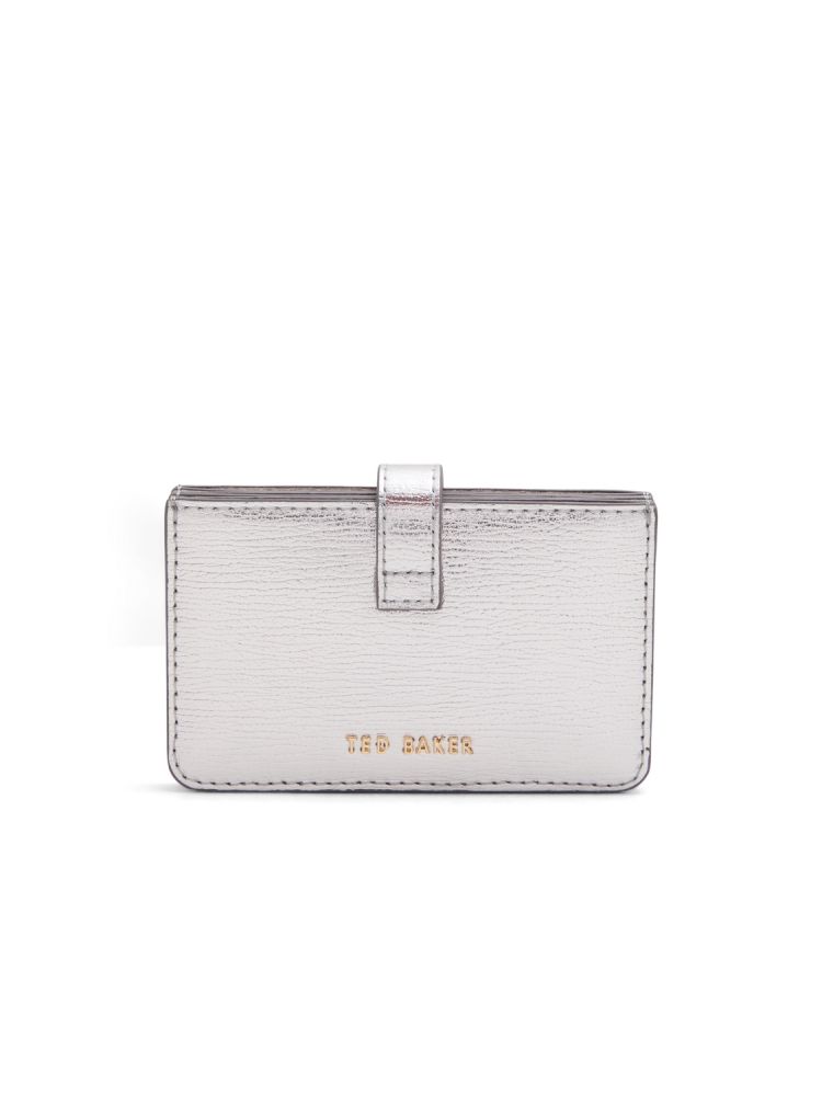 Portofel Dama Ted Baker Riann - Metallic Crinkled Leather Card Holder Argintii | 726398-DOX