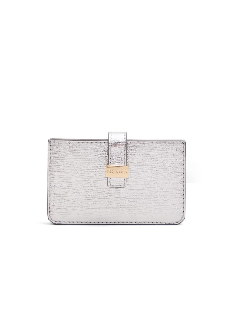 Portofel Dama Ted Baker Riann - Metallic Crinkled Leather Card Holder Argintii | 726398-DOX