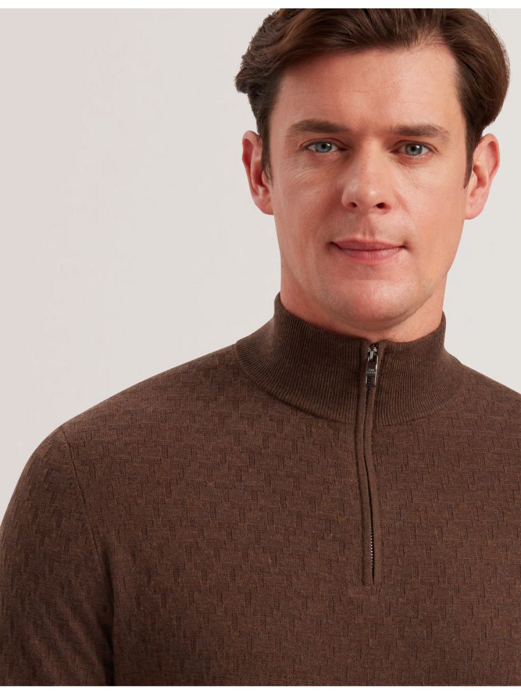 Pulovere Barbati Ted Baker Kurnle - T Knit Half Zip Funnel Neck Jumper Maro | 317865-DMR