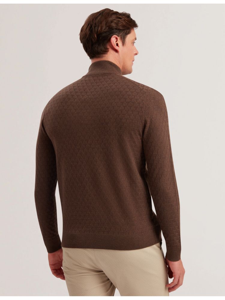 Pulovere Barbati Ted Baker Kurnle - T Knit Half Zip Funnel Neck Jumper Maro | 317865-DMR