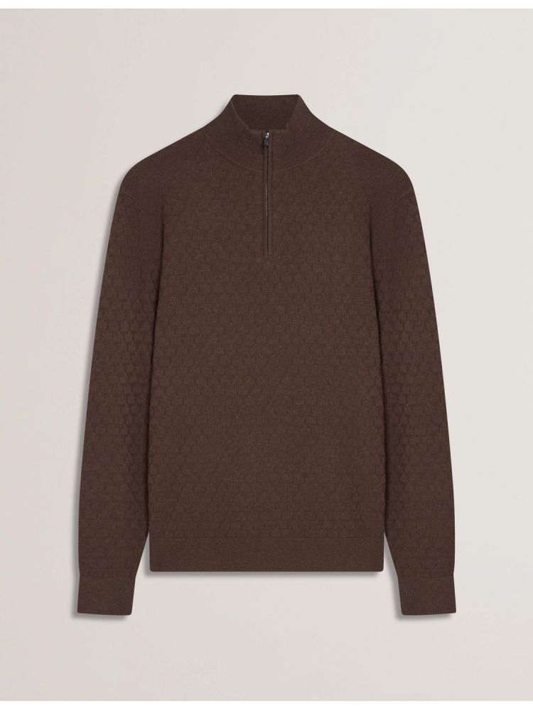 Pulovere Barbati Ted Baker Kurnle - T Knit Half Zip Funnel Neck Jumper Maro | 317865-DMR