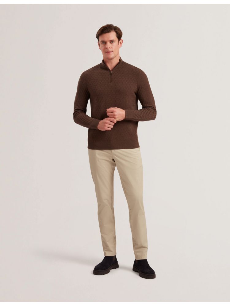 Pulovere Barbati Ted Baker Kurnle - T Knit Half Zip Funnel Neck Jumper Maro | 317865-DMR