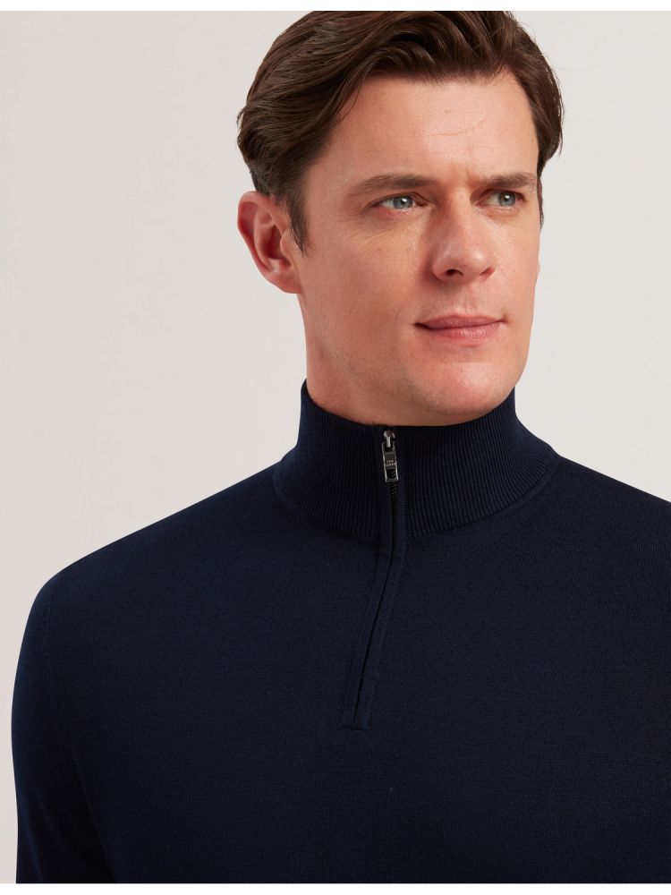 Pulovere Barbati Ted Baker Limehas - Wool Quarter Zip Funnel Neck Sweater Bleumarin | 524397-WFA