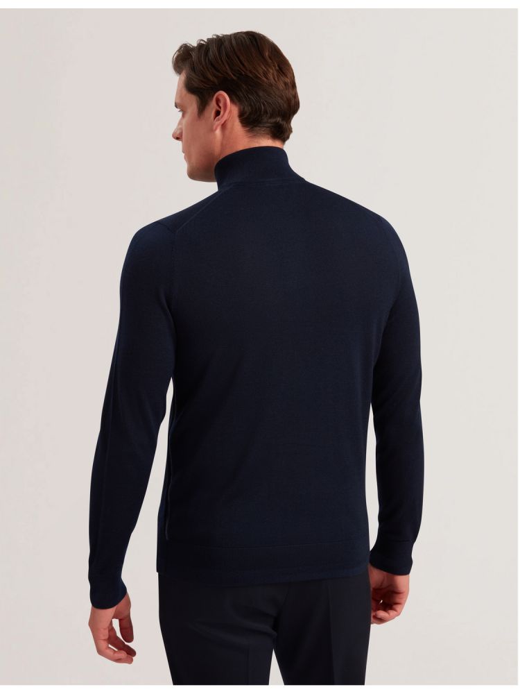 Pulovere Barbati Ted Baker Limehas - Wool Quarter Zip Funnel Neck Sweater Bleumarin | 524397-WFA