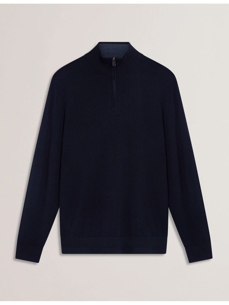Pulovere Barbati Ted Baker Limehas - Wool Quarter Zip Funnel Neck Sweater Bleumarin | 524397-WFA