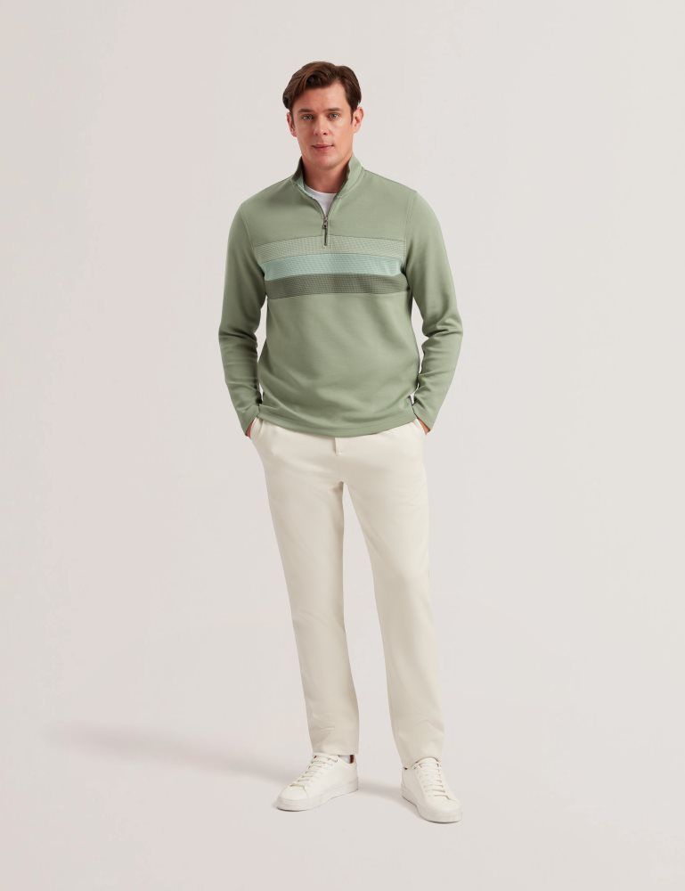 Pulovere Barbati Ted Baker Longman - Ombre Stripe Half-zip Sweatshirt Verzi | 283961-RWD