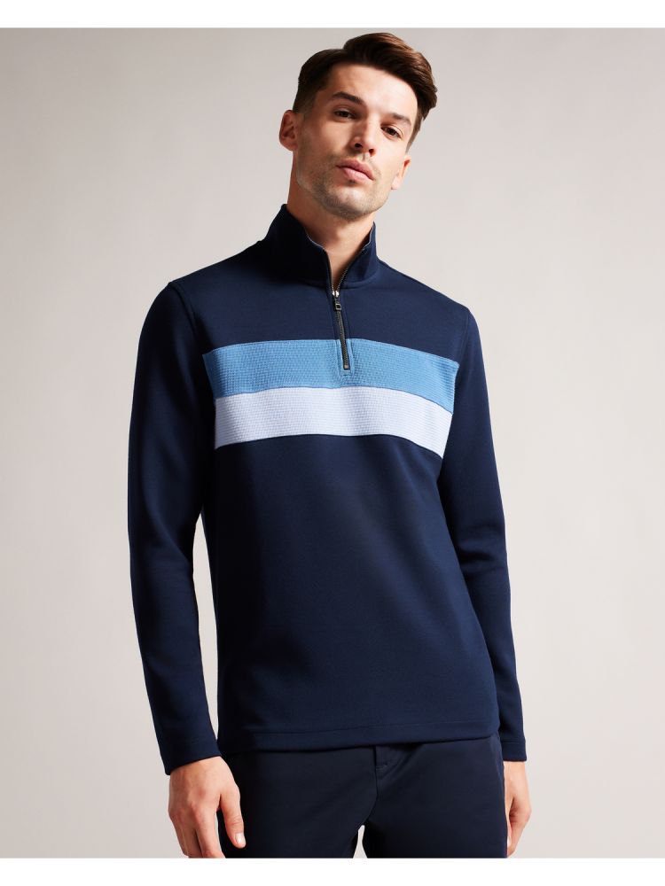 Pulovere Barbati Ted Baker Veller - Long Sleeve Regular Fit Half Zip Bleumarin | 756230-AXI