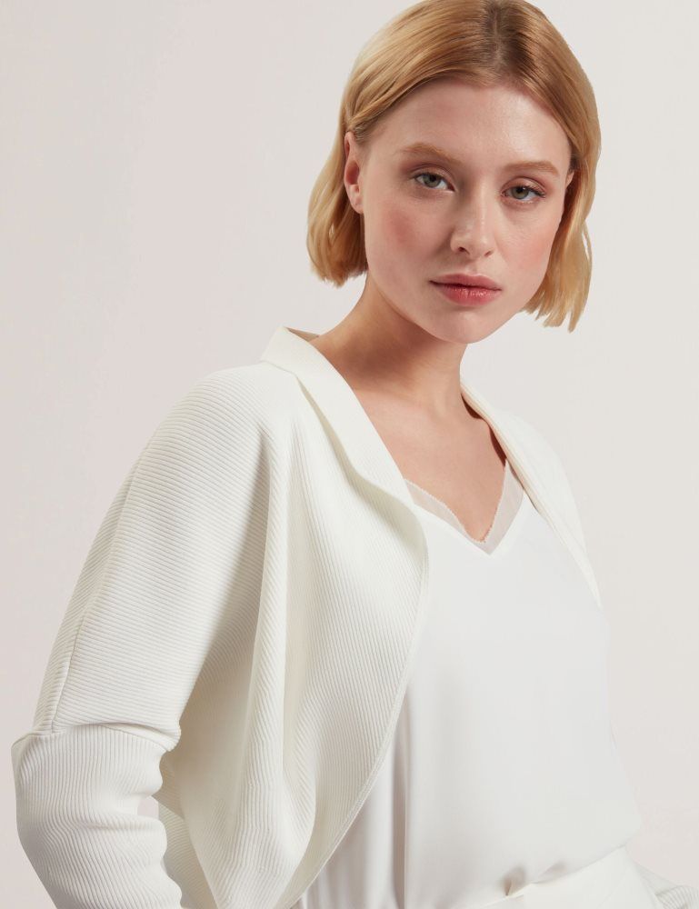 Pulovere Dama Ted Baker Erhan - Ribbed Knit Cropped Bolero Cardigan Albi | 305726-DXU