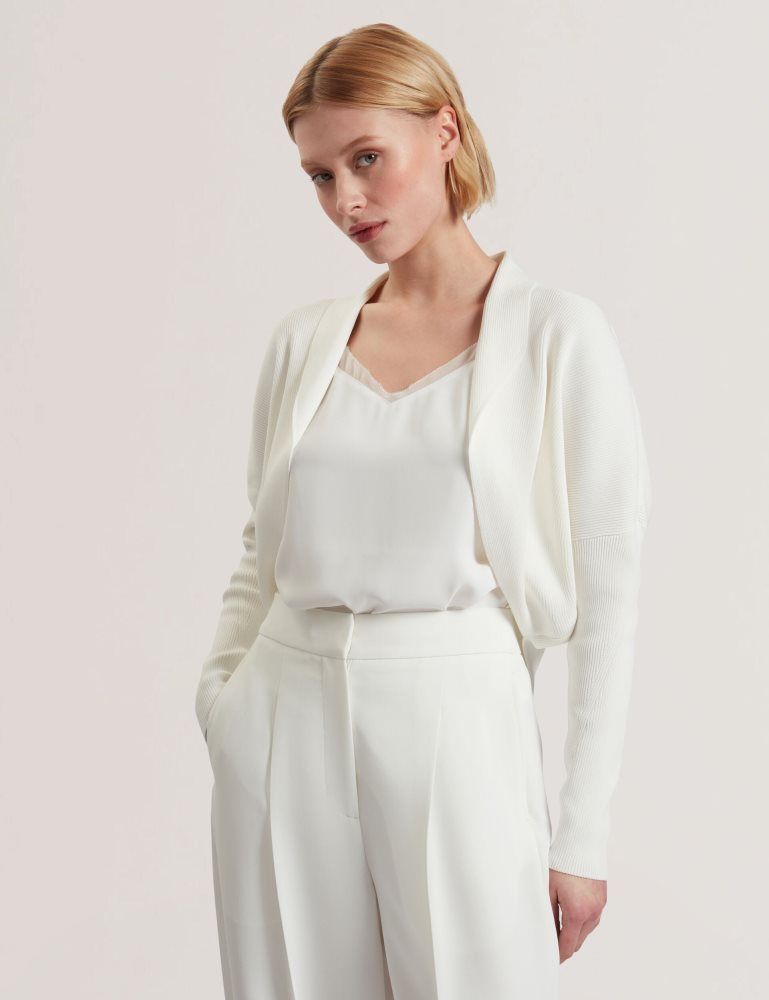 Pulovere Dama Ted Baker Erhan - Ribbed Knit Cropped Bolero Cardigan Albi | 305726-DXU