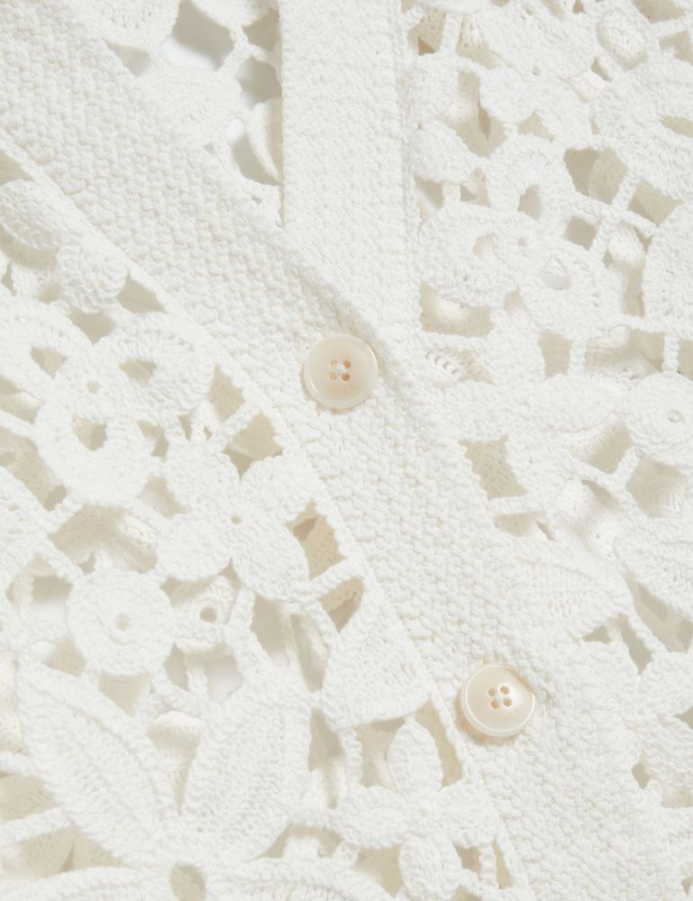 Pulovere Dama Ted Baker Tarli - Crochet Open Knit Longline Cardigan Albi | 241953-QIT