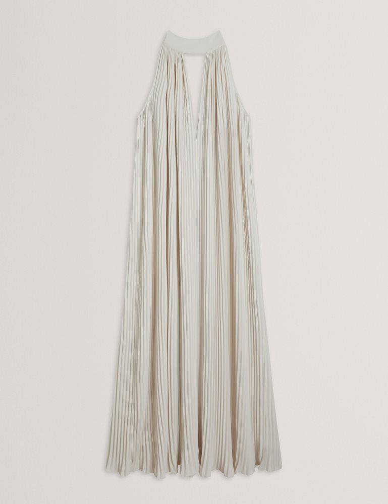 Rochie Dama Ted Baker Akala - Halter Neck Pleated Maxi Dress Albi | 754829-EVO