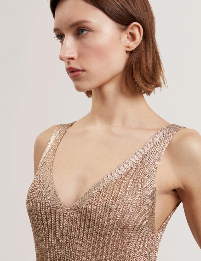 Rochie Dama Ted Baker Alarnaa - Metallic Knit Sleeveless Column Maxi Dress Aurii | 019324-PML