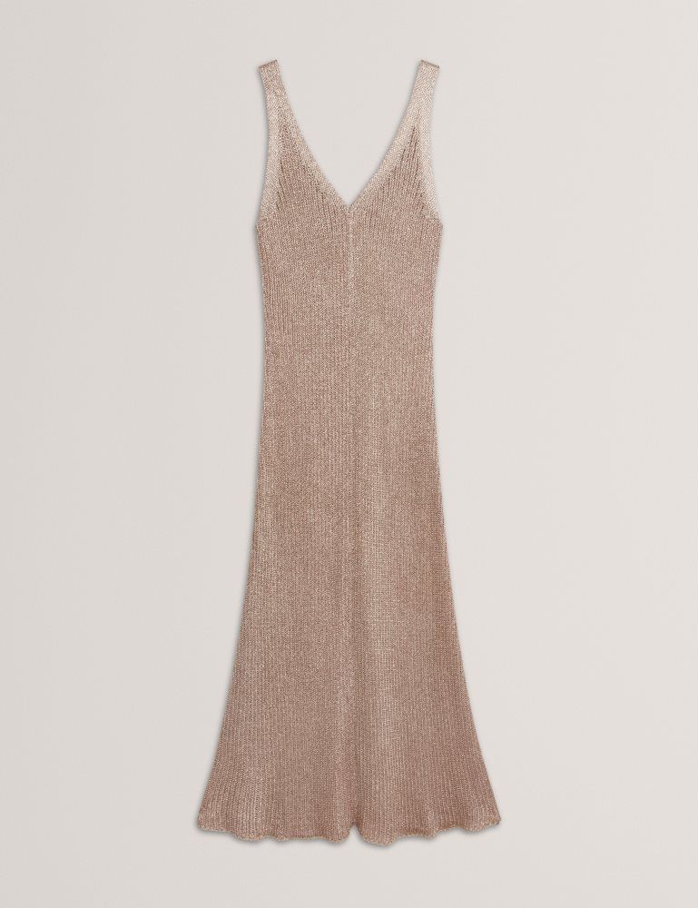 Rochie Dama Ted Baker Alarnaa - Metallic Knit Sleeveless Column Maxi Dress Aurii | 019324-PML