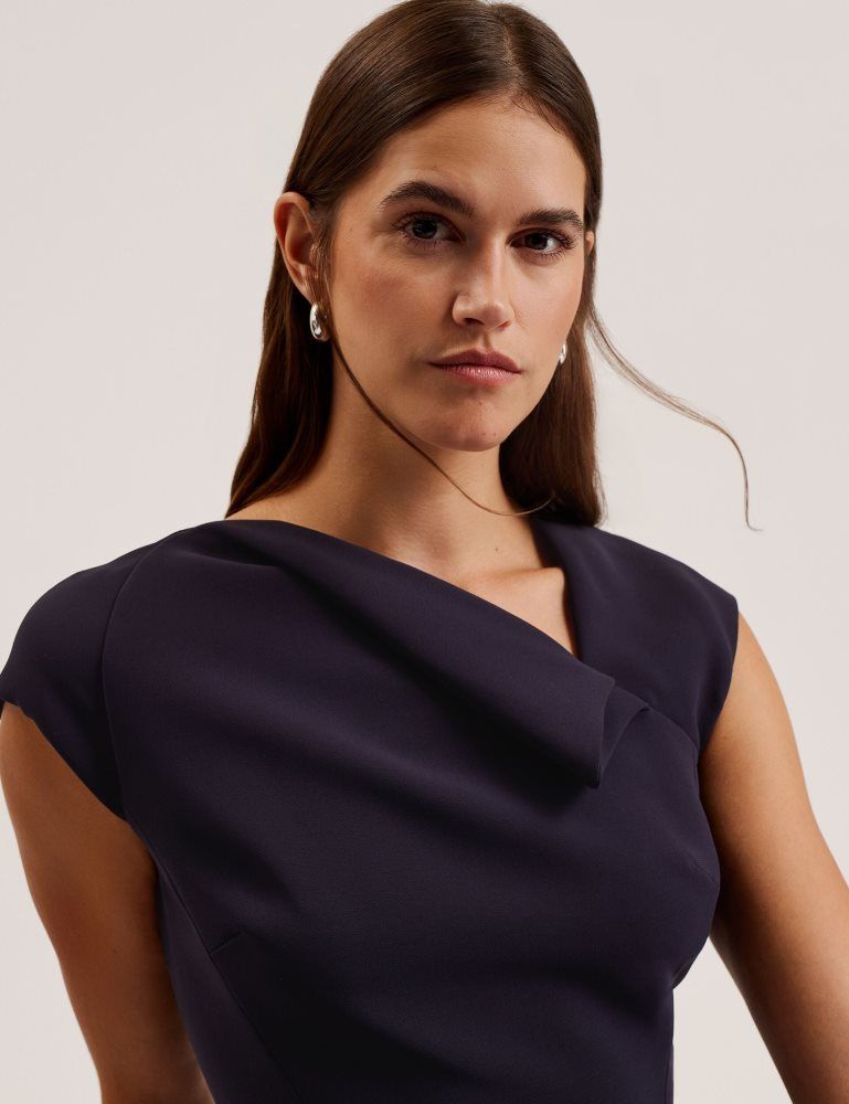 Rochie Dama Ted Baker Bayree - Folded Neckline Pencil Midi Dress Bleumarin | 940587-LBX