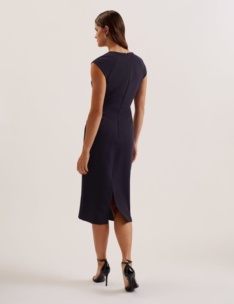 Rochie Dama Ted Baker Bayree - Folded Neckline Pencil Midi Dress Bleumarin | 940587-LBX