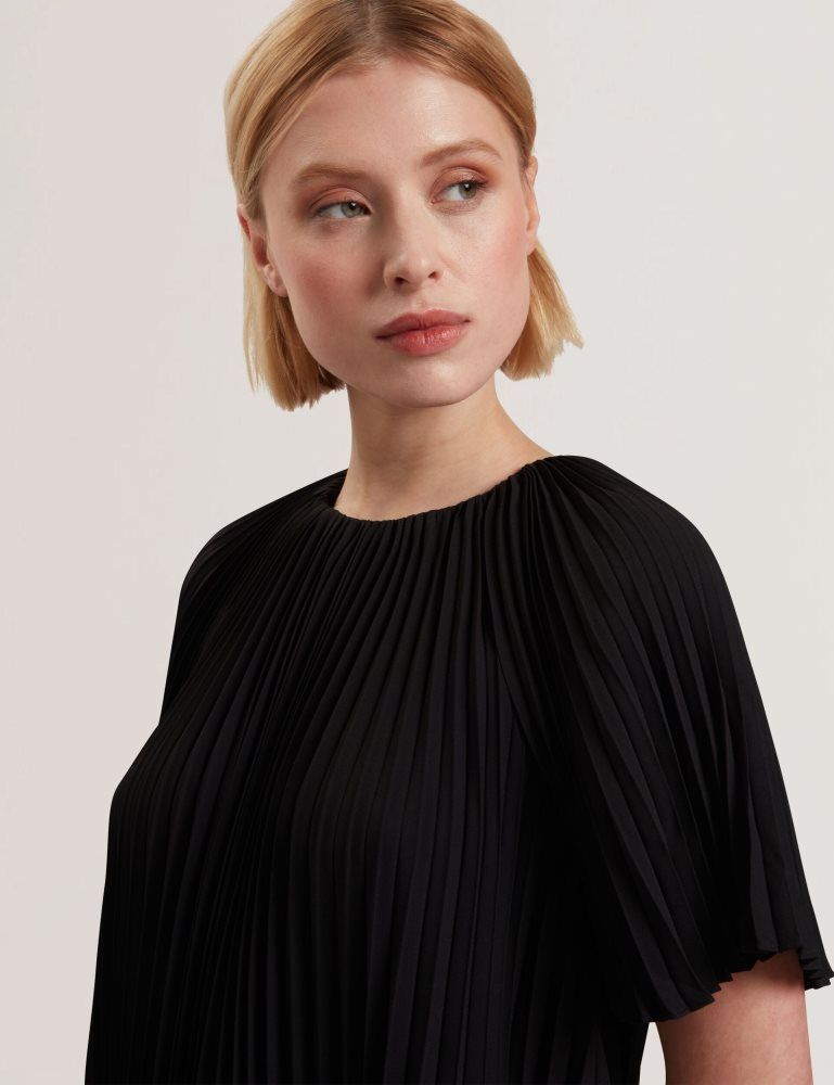 Rochie Dama Ted Baker Convala - Pleated Short Sleeve A-line Mini Dress Negrii | 598316-MUQ