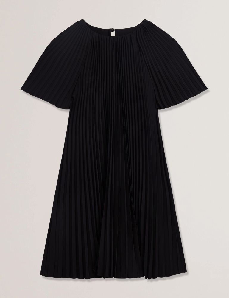 Rochie Dama Ted Baker Convala - Pleated Short Sleeve A-line Mini Dress Negrii | 598316-MUQ
