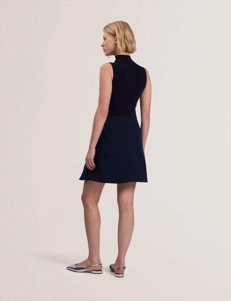 Rochie Dama Ted Baker Dandiaa - Sleeveless High Neck 2-in-1 Mini Dress Bleumarin | 325187-NJX