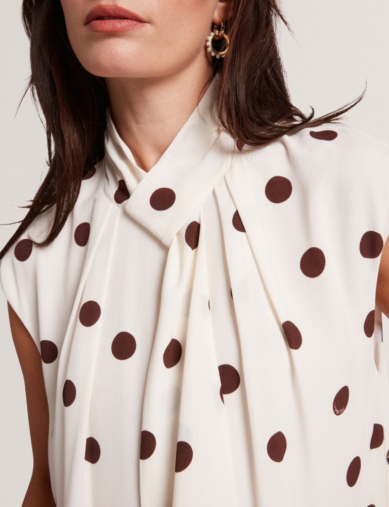 Rochie Dama Ted Baker Jutuva - Polka Dot Scarf Neck Mini Shift Dress Albi | 938067-LUZ