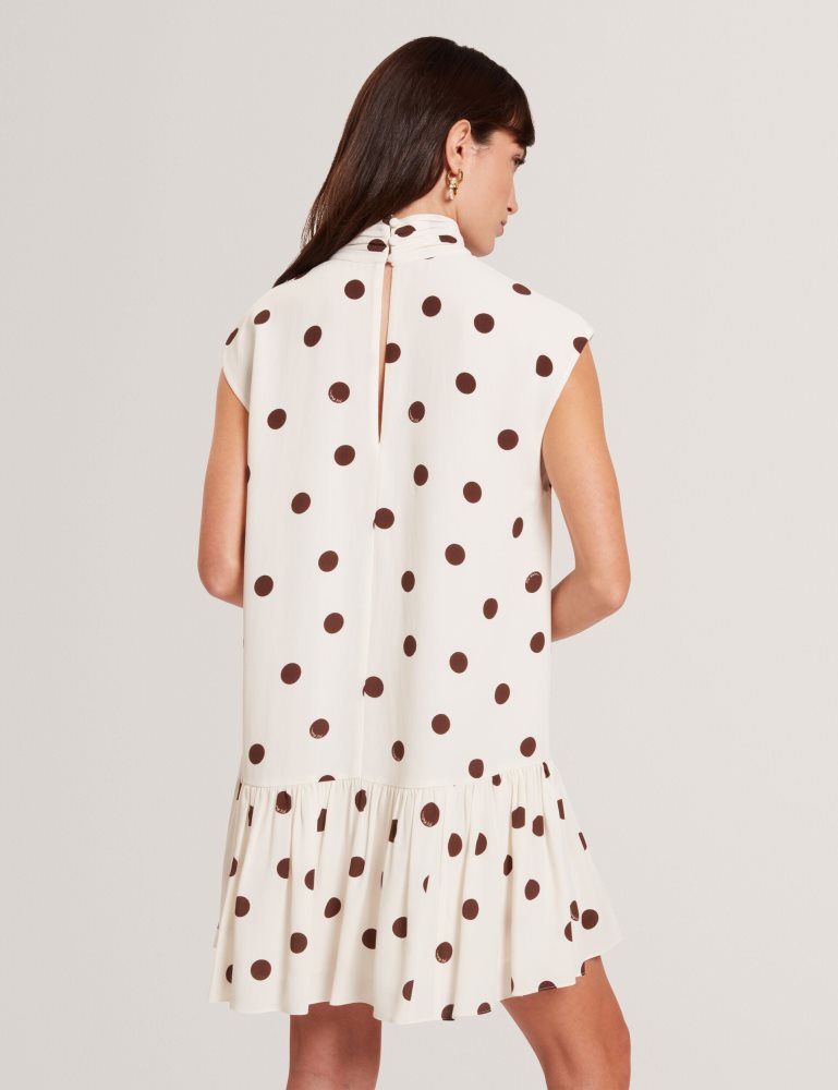 Rochie Dama Ted Baker Jutuva - Polka Dot Scarf Neck Mini Shift Dress Albi | 938067-LUZ