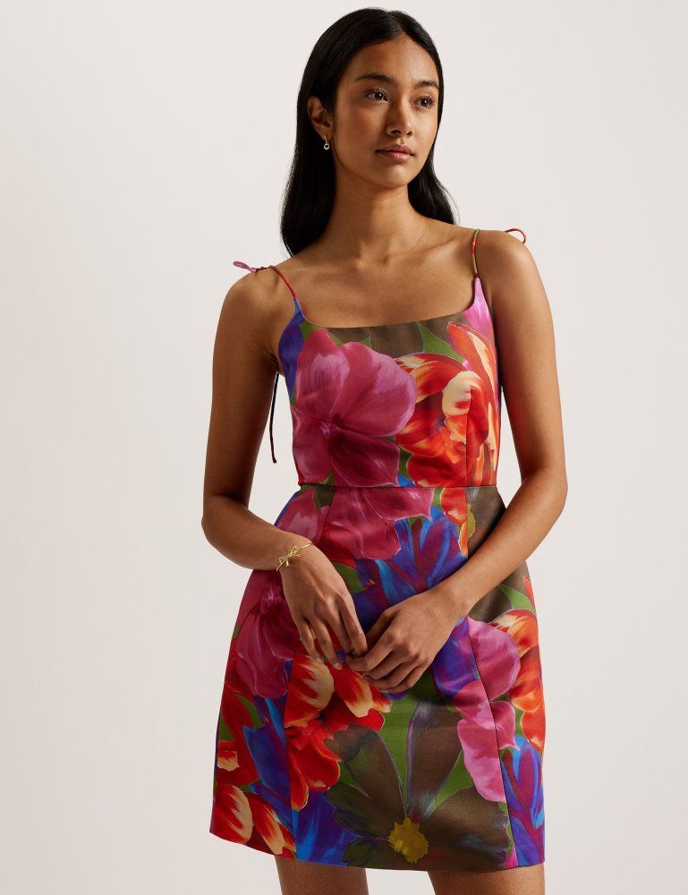 Rochie Dama Ted Baker Jyneen - Printed Fitted Bodice Mini Dress Colorati | 812704-GBX