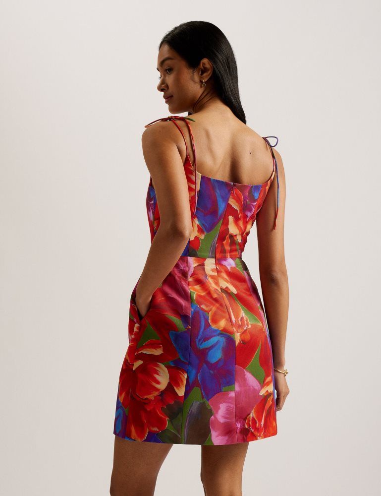 Rochie Dama Ted Baker Jyneen - Printed Fitted Bodice Mini Dress Colorati | 812704-GBX